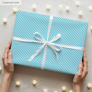 Einfaches elegantes, schmales Streifenmuster Aquam Geschenkpapier