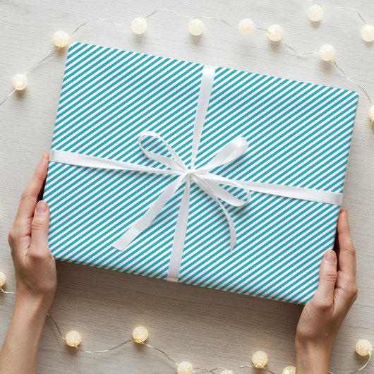 Einfaches elegantes, schmales Streifenmuster Aquam Geschenkpapier