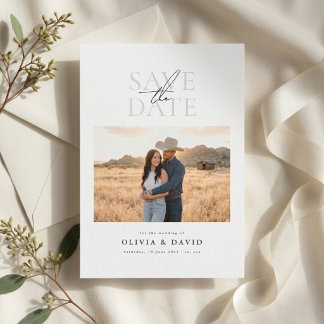 Einfaches Elegantes Schriftfoto Hochzeit Termin me Save The Date