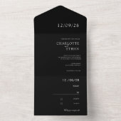 Einfaches, elegantes Schwarz All In One Einladung (Innen Boden)