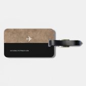 Einfaches Elegantes Schwarz Braun Flugzeug Gepäckanhänger (Rückseite horizontal)