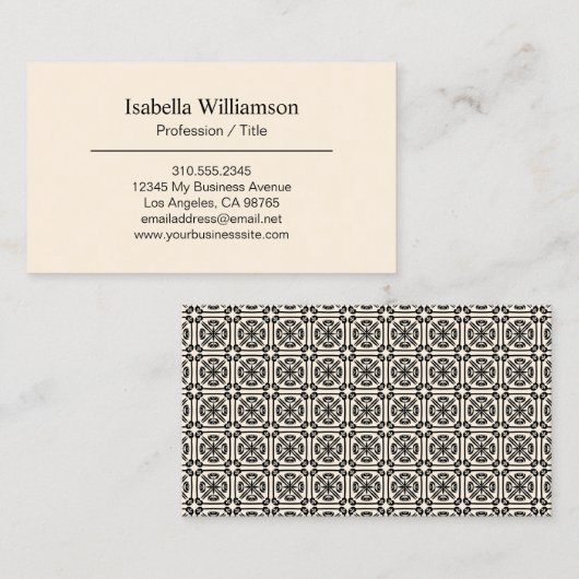 Einfaches elegantes Schwarz-Creme-Spanisches Flies Visitenkarte (Vorne/Hinten)