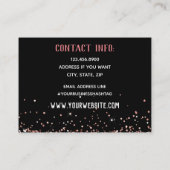 Einfaches elegantes Schwarz-Rosa-Script-Glitzer Visitenkarte (Rückseite)