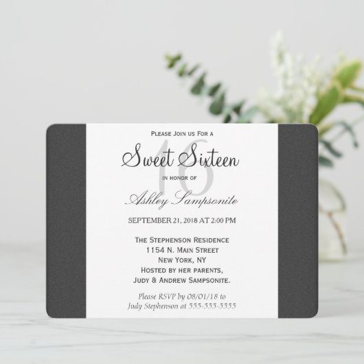 Einfaches elegantes Schwarz-Weiß-Design Einladung (Stehend Vorderseite)