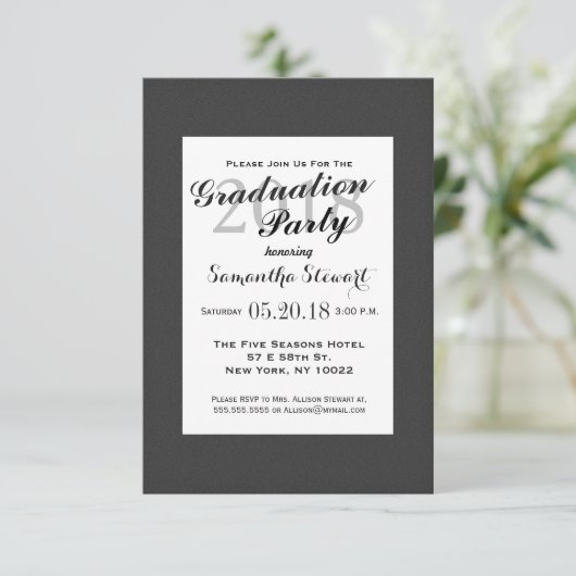 Einfaches elegantes Schwarz-Weiß-Design Einladung (Stehend Vorderseite)