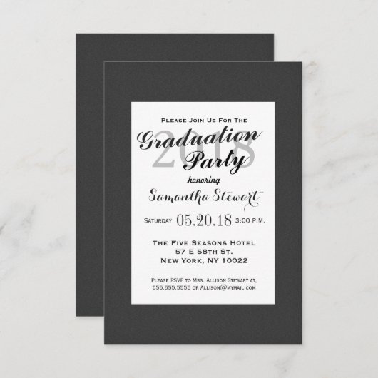 Einfaches elegantes Schwarz-Weiß-Design Einladung (Vorne/Hinten)