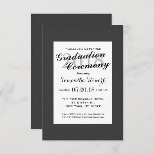 Einfaches elegantes Schwarz-Weiß-Design Einladung (Vorne/Hinten)