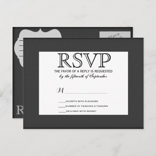 Einfaches elegantes Schwarz-Weiß-Design Einladungspostkarte (Vorne/Hinten)