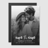 Einfaches elegantes Schwarz-Weiß-Foto Save the Dat Magneteinladung (Vorne/Hinten)