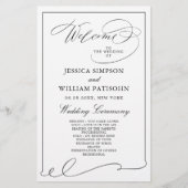 Einfaches elegantes Schwarz-Weiß-Hochzeitsprogramm (Vorderseite)