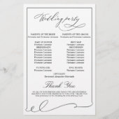 Einfaches elegantes Schwarz-Weiß-Hochzeitsprogramm (Rückseite)