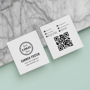 Einfaches Elegantes Schwarz-Weiß-Logo Quadratische Visitenkarte