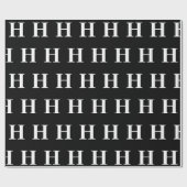 Einfaches elegantes Schwarz-Weiß-Monogramm initial Geschenkpapier (Flach)