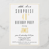 Einfaches, elegantes Schwarz-Weiß-Silber Folieneinladung (Vorderseite)