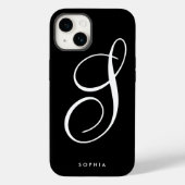 Einfaches elegantes Schwarz-Weiß-Skript Case-Mate iPhone Hülle (Rückseite)