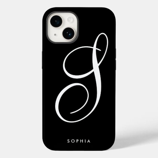 Einfaches elegantes Schwarz-Weiß-Skript Case-Mate iPhone Hülle (Rückseite)