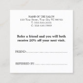 Einfaches elegantes Schwarz-weißes Aquamarines Her Empfehlungskarte (Rückseite)