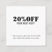 Einfaches elegantes Schwarz-weißes Beauty Coupon (Vorderseite)