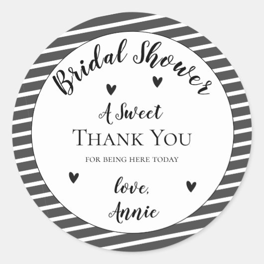 Einfaches elegantes Schwarz-weißes Brautparty Viel Runder Aufkleber (Vorderseite)