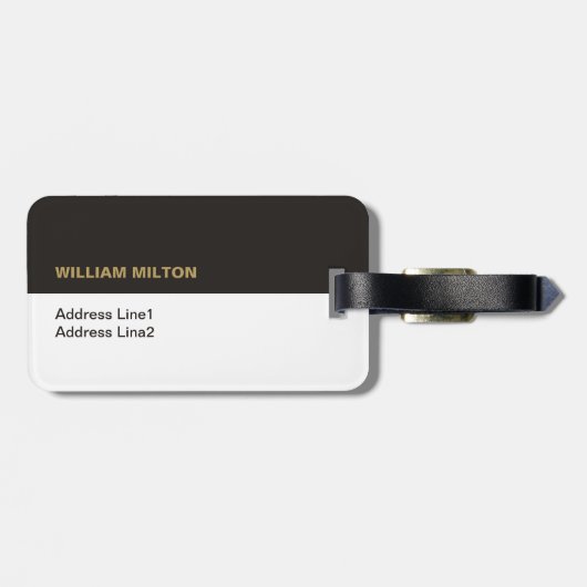 Einfaches elegantes Schwarz-weißes Gepäckanhänger (Rückseite horizontal)