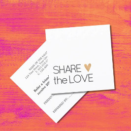 Einfaches elegantes Schwarz-weißes Goldenes Herz Empfehlungskarte