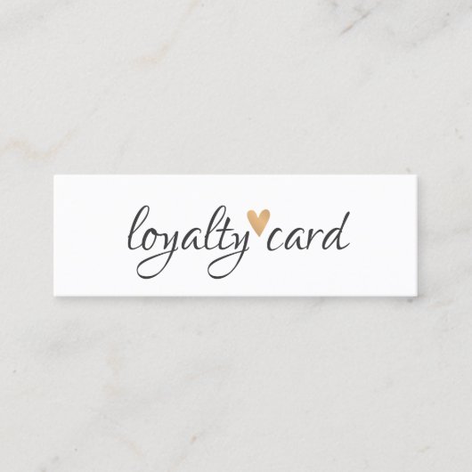 Einfaches elegantes Schwarz-weißes Goldenes Herz Treuekarte (Vorderseite)