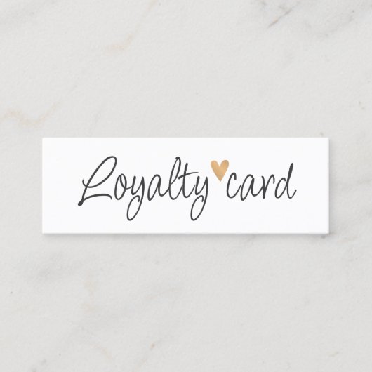 Einfaches elegantes Schwarz-weißes Goldenes Herz Treuekarte (Vorderseite)