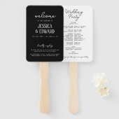 Einfaches elegantes Schwarz-weißes Hochzeitsprogra Fächer (Vorne und Hinten)