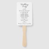 Einfaches elegantes Schwarz-weißes Hochzeitsprogra Fächer (Rückseite)