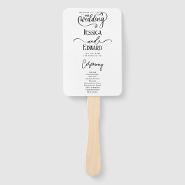 Einfaches elegantes Schwarz-weißes Hochzeitsprogra Fächer