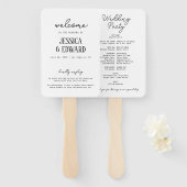 Einfaches elegantes Schwarz-weißes Hochzeitsprogra Fächer (Vorne und Hinten)