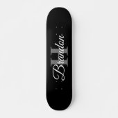 Einfaches elegantes Schwarz-weißes Monogram Custom Skateboard (Vorne)