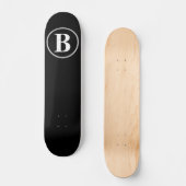 Einfaches elegantes Schwarz-weißes Monogram Custom Skateboard (Vorderseite)