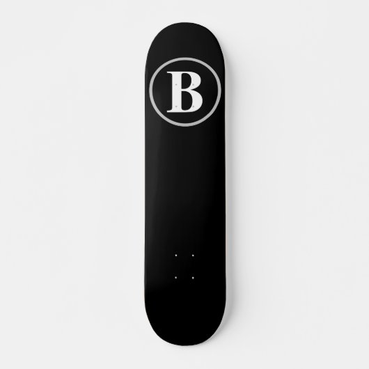 Einfaches elegantes Schwarz-weißes Monogram Custom Skateboard (Vorne)