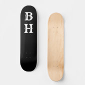 Einfaches elegantes Schwarz-weißes Monogram Custom Skateboard (Vorderseite)