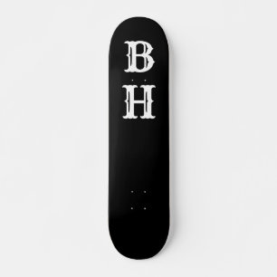 Einfaches elegantes Schwarz-weißes Monogram Custom Skateboard