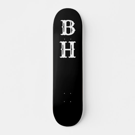 Einfaches elegantes Schwarz-weißes Monogram Custom Skateboard (Vorne)