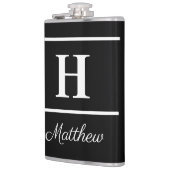 Einfaches elegantes Schwarz-weißes Monogramm Mit M Flachmann (Links)