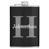 Einfaches elegantes Schwarz-weißes Monogramm Mit M Flachmann (Vorderseite)