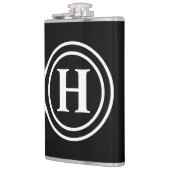 Einfaches elegantes Schwarz-weißes Monogramm Mit M Flachmann (Links)