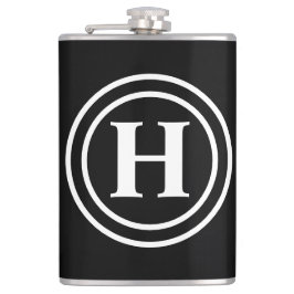 Einfaches elegantes Schwarz-weißes Monogramm Mit M Flachmann
