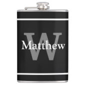 Einfaches elegantes Schwarz-weißes Monogramm Mit M Flachmann (Vorderseite)