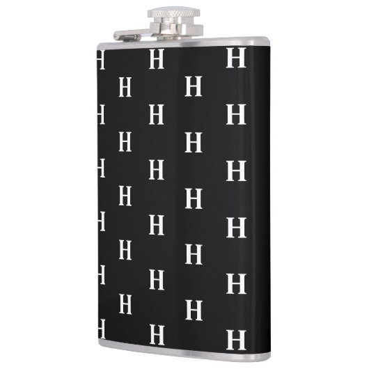 Einfaches elegantes Schwarz-weißes Monogramm Mit M Flachmann (Links)