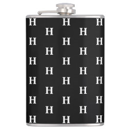 Einfaches elegantes Schwarz-weißes Monogramm Mit M Flachmann