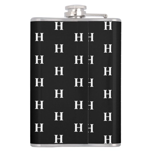 Einfaches elegantes Schwarz-weißes Monogramm Mit M Flachmann (Rückseite)