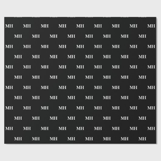 Einfaches elegantes Schwarz-weißes Monogramm Mit M Geschenkpapier (Flach)