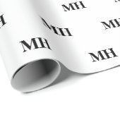 Einfaches elegantes Schwarz-weißes Monogramm Mit M Geschenkpapier (Rolleneckpunkt)