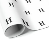 Einfaches elegantes Schwarz-weißes Monogramm Mit M Geschenkpapier (Rolleneckpunkt)