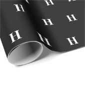 Einfaches elegantes Schwarz-weißes Monogramm Mit M Geschenkpapier (Rolleneckpunkt)