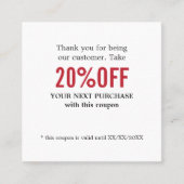 Einfaches elegantes Schwarz-weißes Rotes Coupon (Vorderseite)